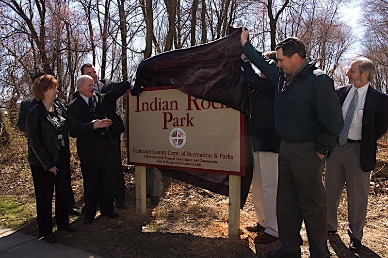 Unveiling of the sign for Indian Rock Park.
