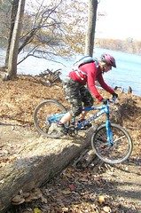 Julie takes on the logs at Loch Raven