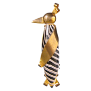 Brass and Reverse Carved 'Jelly Belly' Lucite Large Penguin Pin